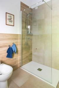 a bathroom with a shower and a toilet at Valsassina Paradise Apartment in Cassina Valsassina