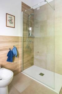 a bathroom with a shower and a toilet at Valsassina Paradise Apartment in Cassina Valsassina +20 photos