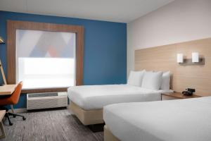um quarto de hotel com duas camas e uma janela em Holiday Inn Express & Suites Pittsburgh North Shore, an IHG Hotel em Pittsburgh