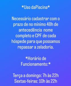 uma imagem de uma mensagem de texto com fundo azul em APT° Aconchegante Acqua Park em Pelotas