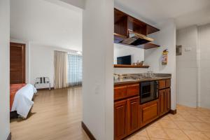 Η κουζίνα ή μικρή κουζίνα στο Leblón Suites Hotel