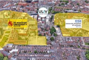 a rendering of a proposed redevelopment of a city at Lovely 1 Bed Studio 1B near Royal Infirmary and DMU in Leicester