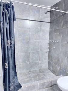 een douche met een glazen deur in de badkamer bij O’Higgins D 5 in Godoy Cruz