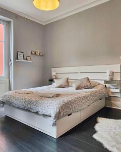Ένα ή περισσότερα κρεβάτια σε δωμάτιο στο Appartement Le Bellevue dans maison de maître de 1920