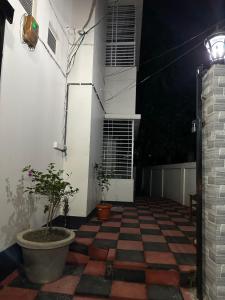 un patio con dos macetas y un edificio en Alom Manzil - 4 Bedroom Family Home en Sylhet