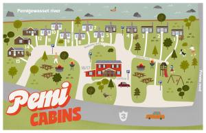 an illustration of a map of a town at Pemi Cabins in Lincoln