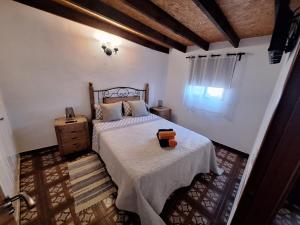 Un dormitorio con una cama grande y una ventana en Casa Luis Pico en Granadilla de Abona