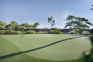a golf course with a putting green and palm trees at Hali'i Kai - Waikoloa in Waikoloa