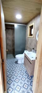 a bathroom with a toilet and a sink at Casa Rayen Puerto Varas in Puerto Varas
