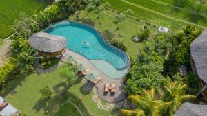 vista sul tetto di una piscina in un cortile di TheWakanda Resort A Pramana Experience ad Ubud