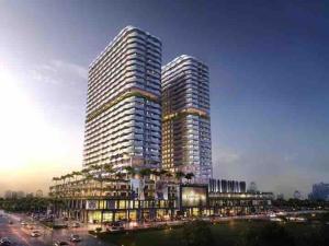 a rendering of a tall building with a street at The Wave Residences Melaka Kota Laksamana in Melaka