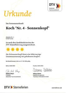 Certifikát, hodnocení, plakát nebo jiný dokument vystavený v ubytování Gästehaus Koch
