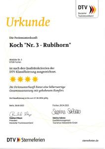 Certifikát, hodnocení, plakát nebo jiný dokument vystavený v ubytování Gästehaus Koch