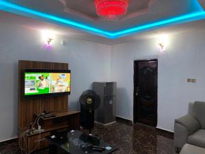 a living room with a tv and a couch at De APARTMENT 