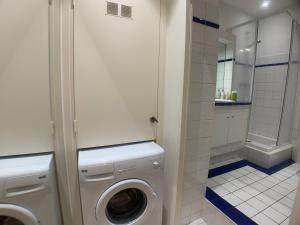 カンヌにあるAppartement Clemenceauのバスルーム(洗濯機、シャワー付)