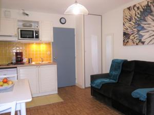 Il comprend un salon avec un canapé et une cuisine. dans l'établissement Apartment La Pomme de Pin by Interhome, à La Baule-les-Pins