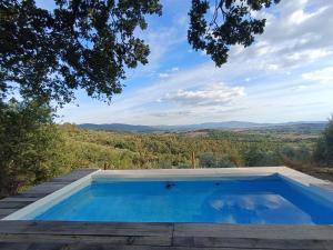 a swimming pool with a view of the mountains at B&B Non ti scordar di me in Arezzo