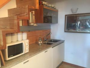 uma cozinha com um lavatório e um micro-ondas em ABITARE MARILLEVA em Trento