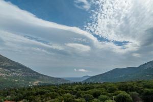 a view of a valley with trees and mountains at "Villa ANDREAS" in Agia Effimia