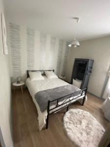 1 dormitorio con 1 cama grande y 1 alfombra en CHEZ NOUS BIS en Commercy