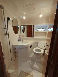 małą łazienkę z toaletą i umywalką w obiekcie Seacascais, Lda w mieście Cascais