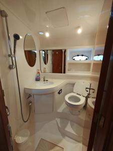 a small bathroom with a toilet and a sink at Seacascais, Lda in Cascais