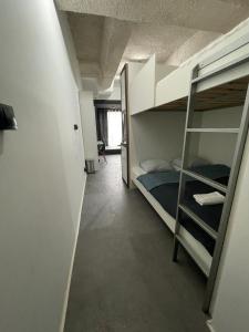 ブダペストにあるJazz Apartmentの二段ベッドとはしご付きの客室です。
