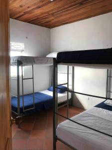Bunk bed o mga bunk bed sa kuwarto sa RiverMan Hostel, Tourism and Friends