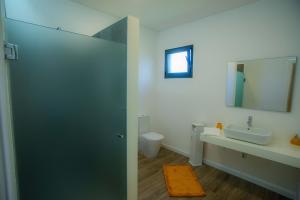 ポルト・モニスにあるVilla Rosaの洗面台、トイレ、鏡のあるバスルーム +18枚の写真