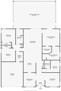 un plan d'étage d'une maison dans l'établissement Casita mi Encanto a Cozy & Spacious House, 4-bedroom 3-Bath & pool, à Kissimmee
