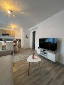 TV a/nebo společenská místnost v ubytování Gîte la perle rose 50 m²