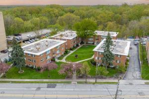 an overhead view of an apartment building with a courtyard at King & Queen First Floor Unit! 1-2c Georgetown Villas in Fairview Park
