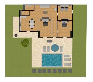 a floor plan of a house with a swimming pool at Villa Maro Large Private Pool AC WiFi in Kefalás