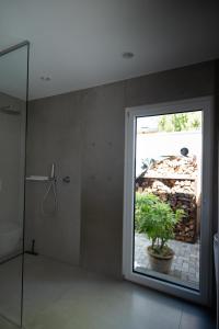 a bathroom with a shower and a glass door at Ferien.Wohnung.Sartoris in Bad Neuenahr-Ahrweiler