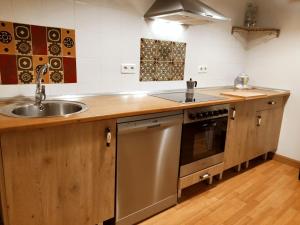 a kitchen with a sink and a stainless steel appliance at Loft Puerto de Navacerrada in Cercedilla