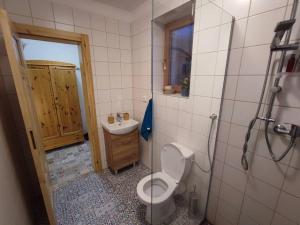 Koupelna v ubytování Lovely fully-equipped studio in Tisá village. Rocks only 5 minutes walk