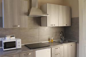 a kitchen with a microwave and a sink at B&R Apartment in Caselle Torinese