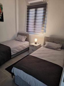 a bedroom with two beds and a window at Marianna's House in Galata +7 photos