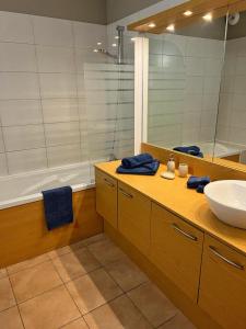 un baño con lavabo y bañera en Time to Ski - Belle Vue, en Sainte-Foy-Tarentaise