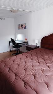 a bedroom with a large bed and a desk at Casa do Freire - Serra da Estrela in Aguincho