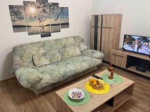 una sala de estar con un sofá y una mesa en Konstantin Sokobanja, en Soko Banja