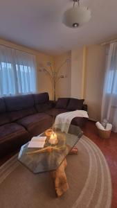 a living room with a couch and a glass table at Las Golondrinas de Henche 