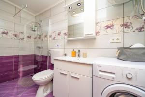 a bathroom with a toilet and a washing machine at Apartments with a parking space Mali Losinj (Losinj) - 16555 in Mali Lošinj