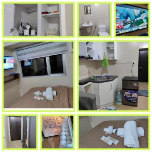 a collage of four pictures of a living room at Avida Iloilo Tower 1 Unit 324 Floor Pool View in Iloilo City