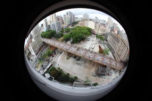 a circular view of a city from a building at Loft 37 Centro histórico in Sao Paulo
