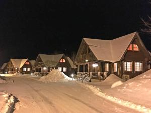 a group of houses covered in snow at night at Awone Shirakami Juniko in Fukaura