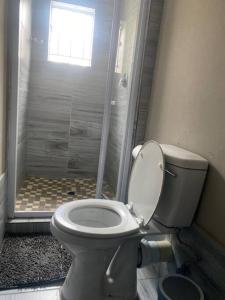 łazienka z toaletą i prysznicem w obiekcie The Royal Blue w mieście Sandown
