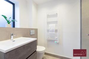 a bathroom with a sink and a toilet and a shower at Wokingham - 2 Bedroom Ground Floor Flat in Wokingham