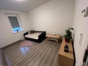 un soggiorno con letto e tavolo di Zentral gelegene Wohnung a Norimberga