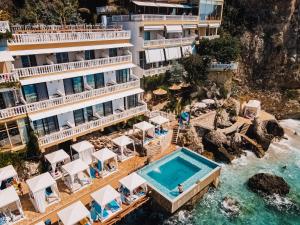 an aerial view of the hotel and the pool at Hotel Liro - Adults Only in Vlorë